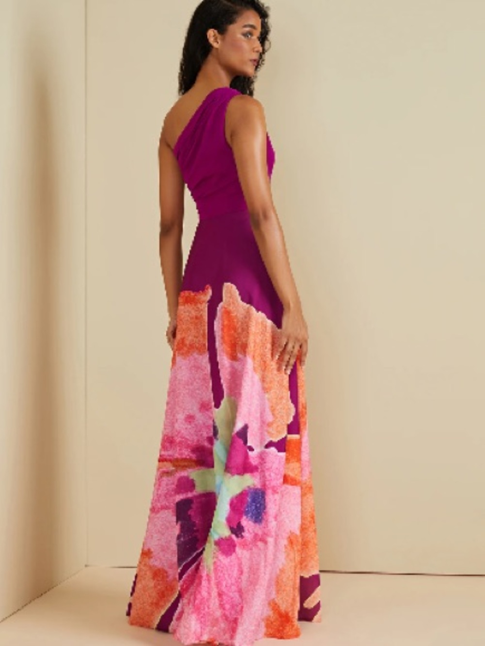 AMUR floral one shoulder gown size 4 - Picture 3 of 16
